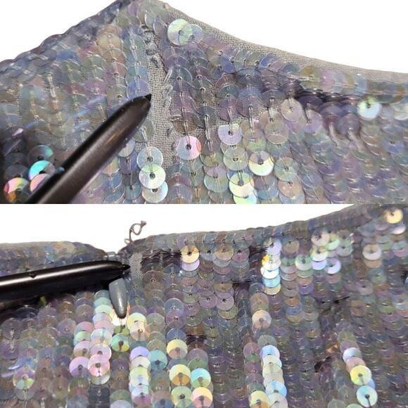 Revolve Needle & Thread Dress Dust Lace Mini Sequined Formal Sheath Dust Blue 10 - Picture 4 of 16